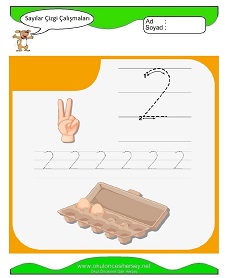 2 Rakamı Çizgi Çalışmaları Çalışma Sayfaları